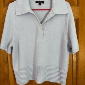 BANAN REPUBLIC LUNETTA CASHMERE SWEATER POLO LIGHT BLUE